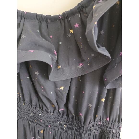 Buddy Love Dress Womens Gray Sofia Ruffled Shoulder Quirky Glitter Galaxy Twee - Picture 6 of 9